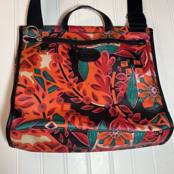 Fossil Bag Womens Multicolor Floral Crossbody Messenger Bag - Picture 2 of 16